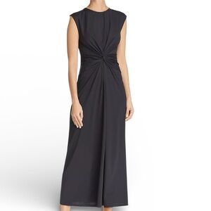 Theory Knot Front Midi Travel Jersey Knit Medium Black
